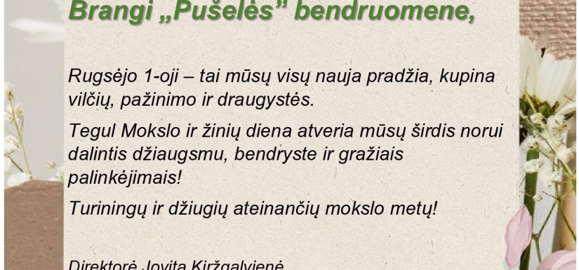 SVEIKINIMAS MOKSLO IR ŽINIŲ DIENOS PROGA
